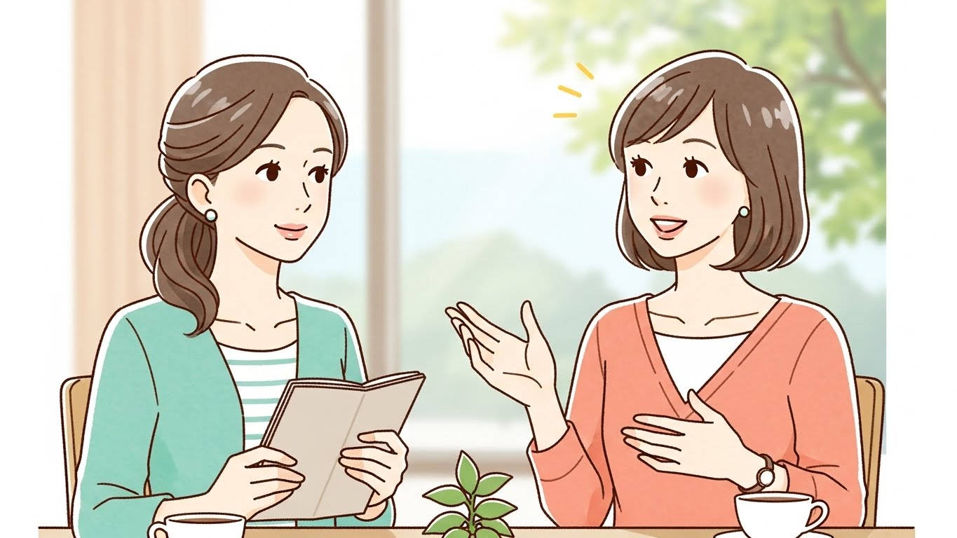 カフェで会話する女性たち