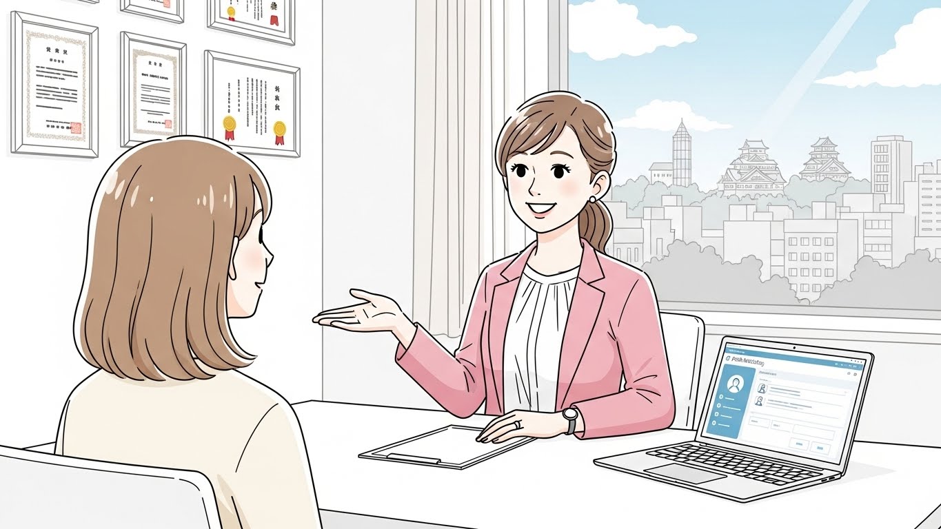 カウンセラーと相談する女性